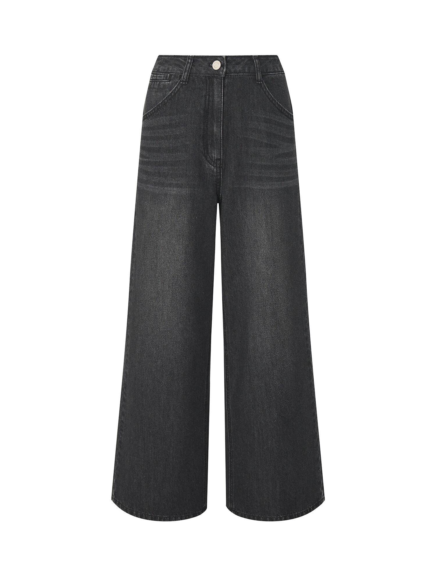 와이드핏 백 스트랩 데님팬츠 (BLACK)