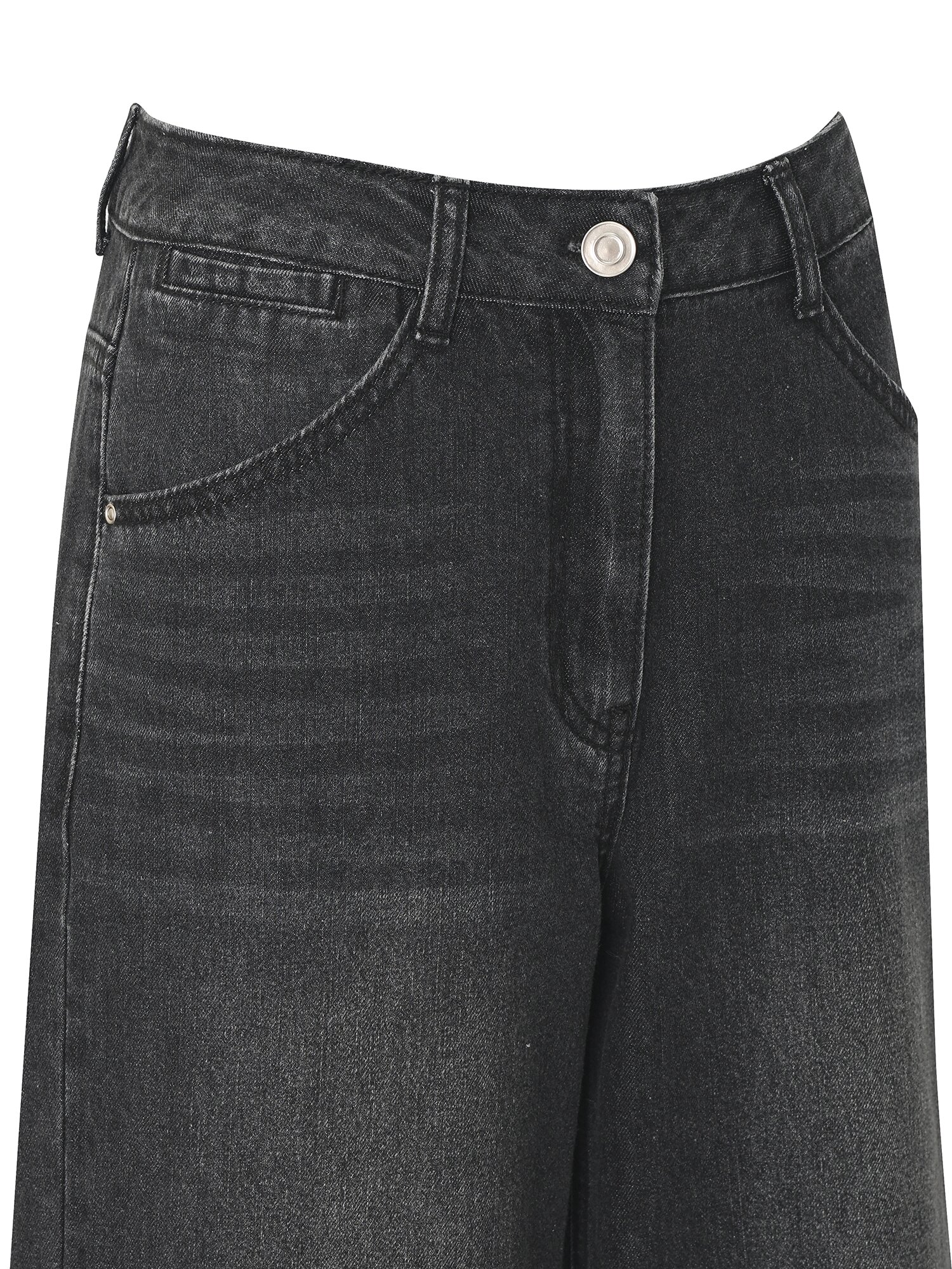 와이드핏 백 스트랩 데님팬츠 (BLACK)