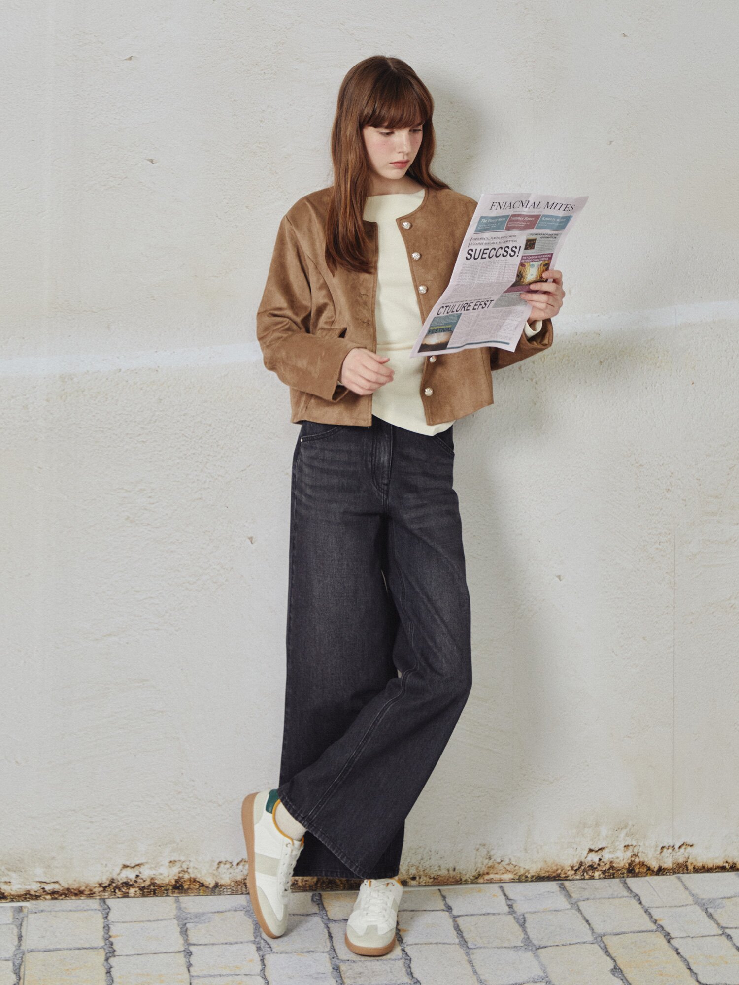 와이드핏 백 스트랩 데님팬츠 (BLACK)