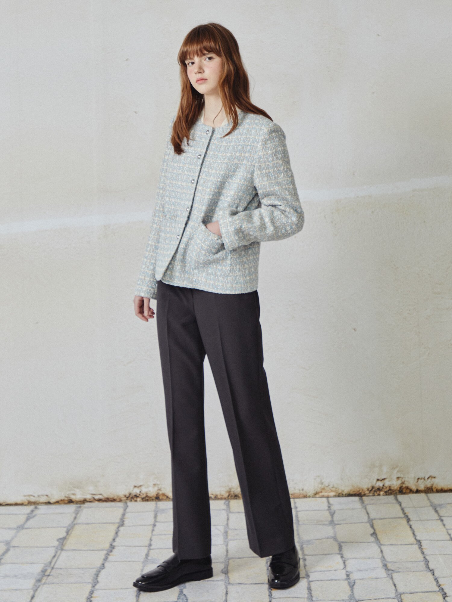 슬림 부츠컷 슬랙스 팬츠 (DARK GREY)