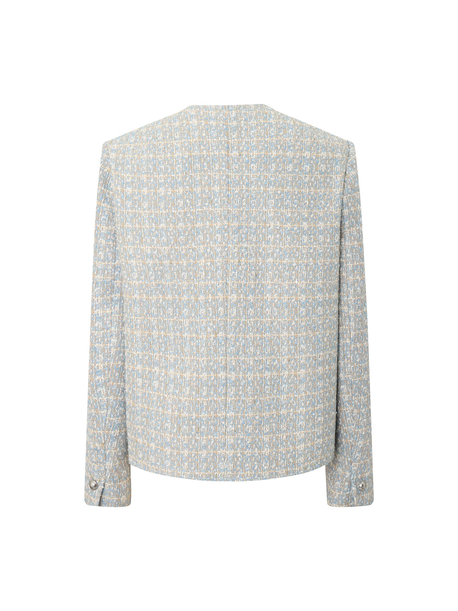 라운드넥 포켓 트위드 재킷 (SKY BLUE)