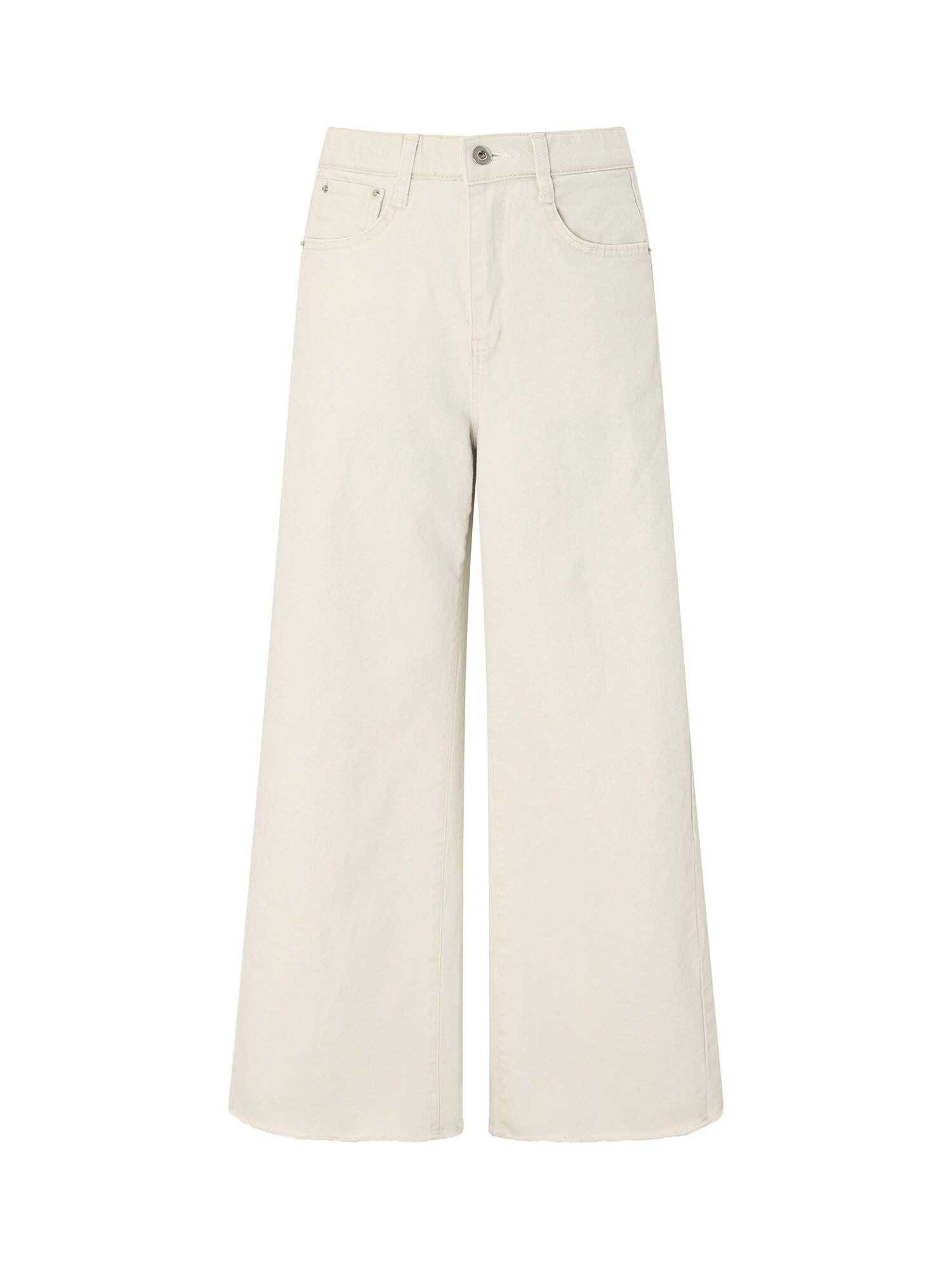 커팅 와이드핏 데님팬츠 (IVORY)