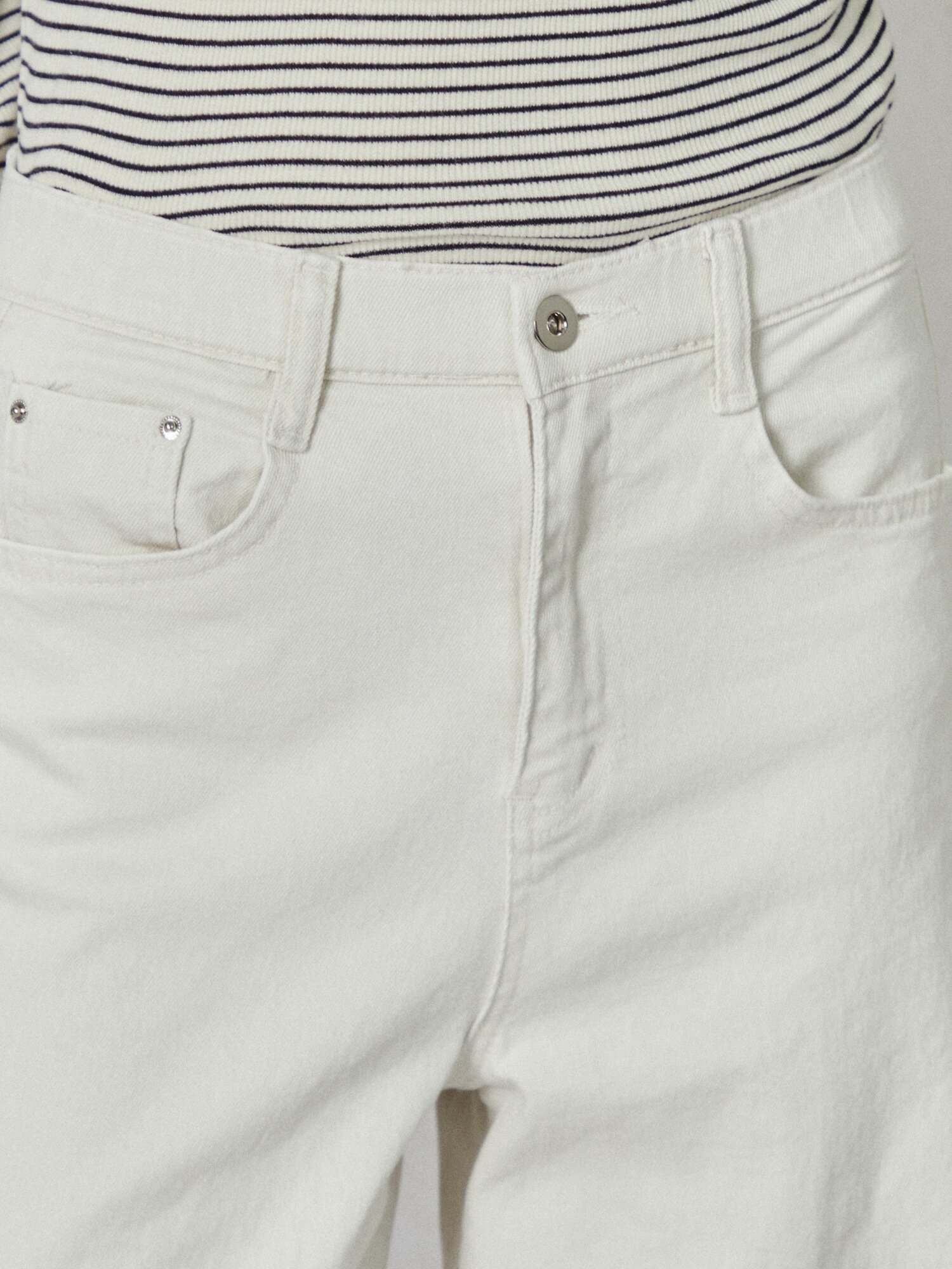 커팅 와이드핏 데님팬츠 (IVORY)