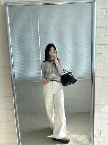 커팅 와이드핏 데님팬츠 