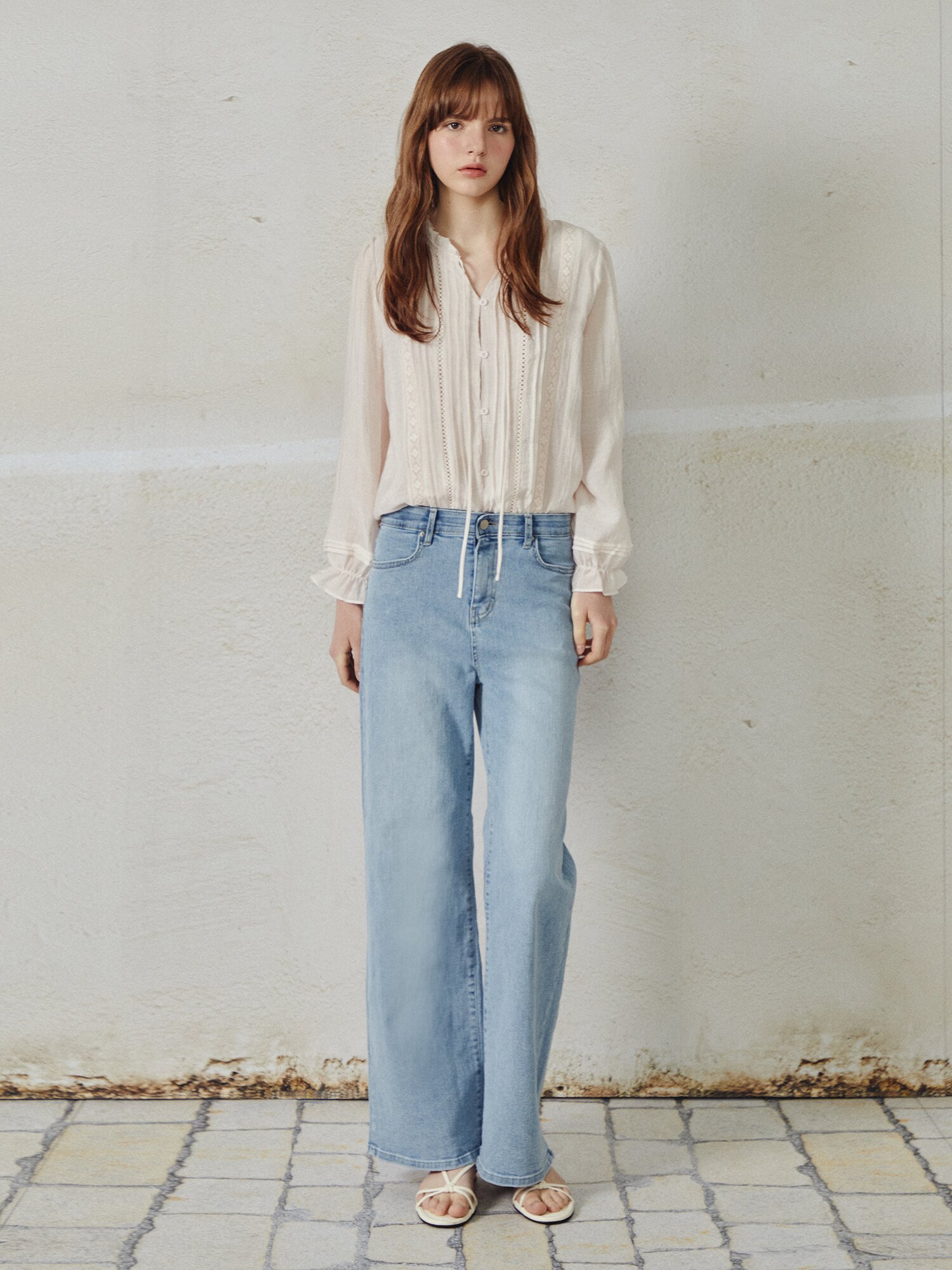 밴딩 워싱 데님팬츠 (LIGHT BLUE)