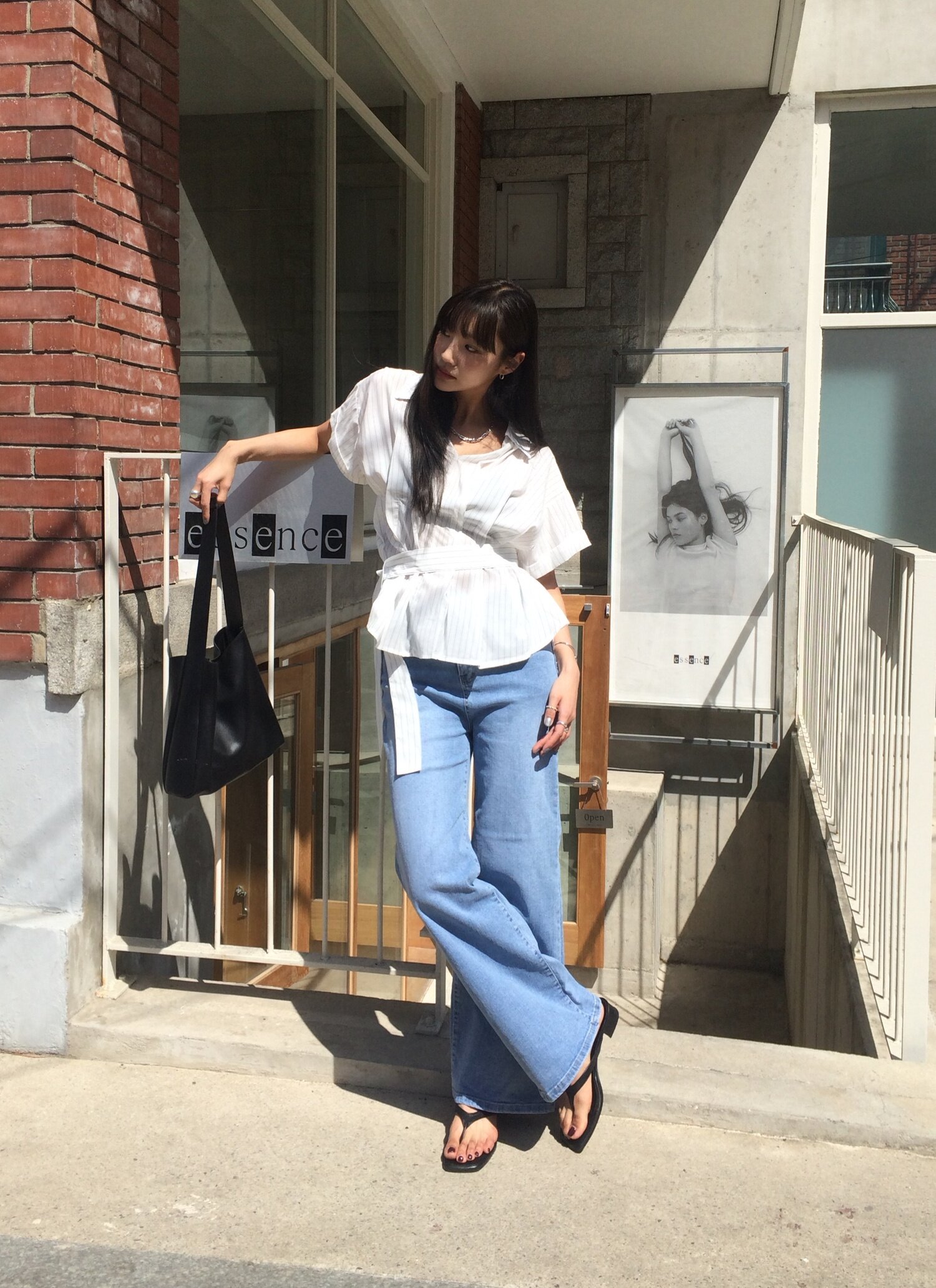 밴딩 워싱 데님팬츠 (LIGHT BLUE)