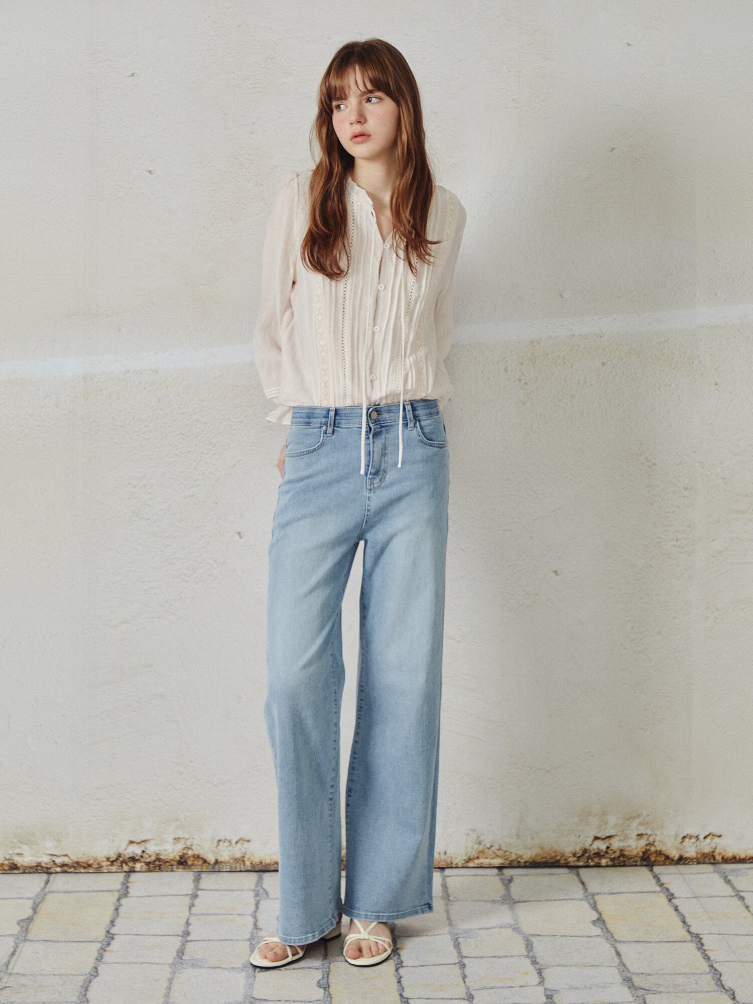 밴딩 워싱 데님팬츠 (LIGHT BLUE)