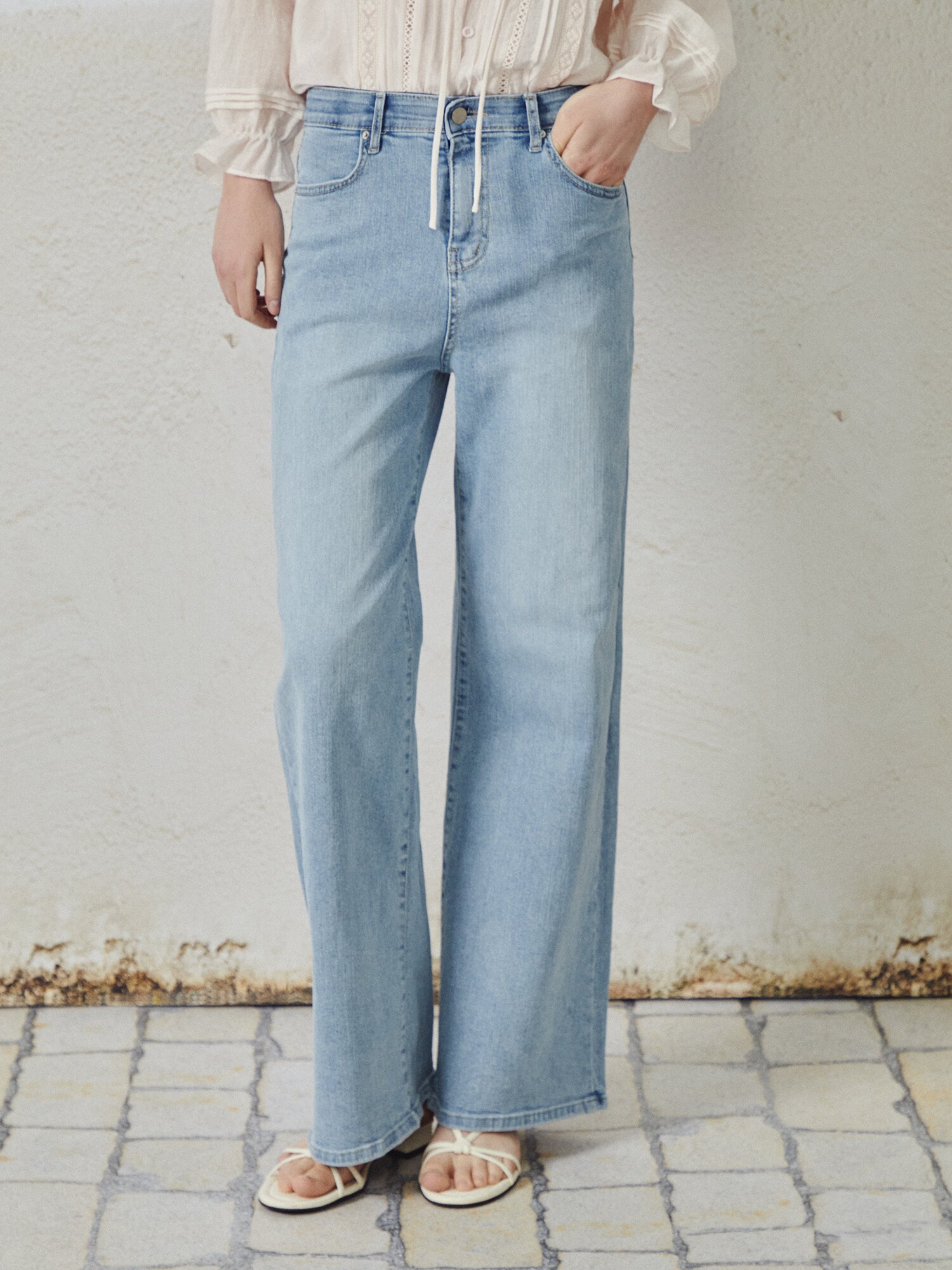 밴딩 워싱 데님팬츠 (LIGHT BLUE)