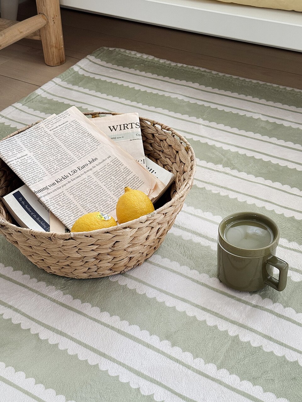 말차 스트라이프 극세사 러그