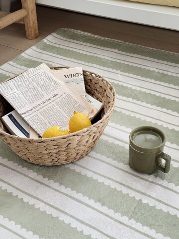 말차 스트라이프 극세사 러그