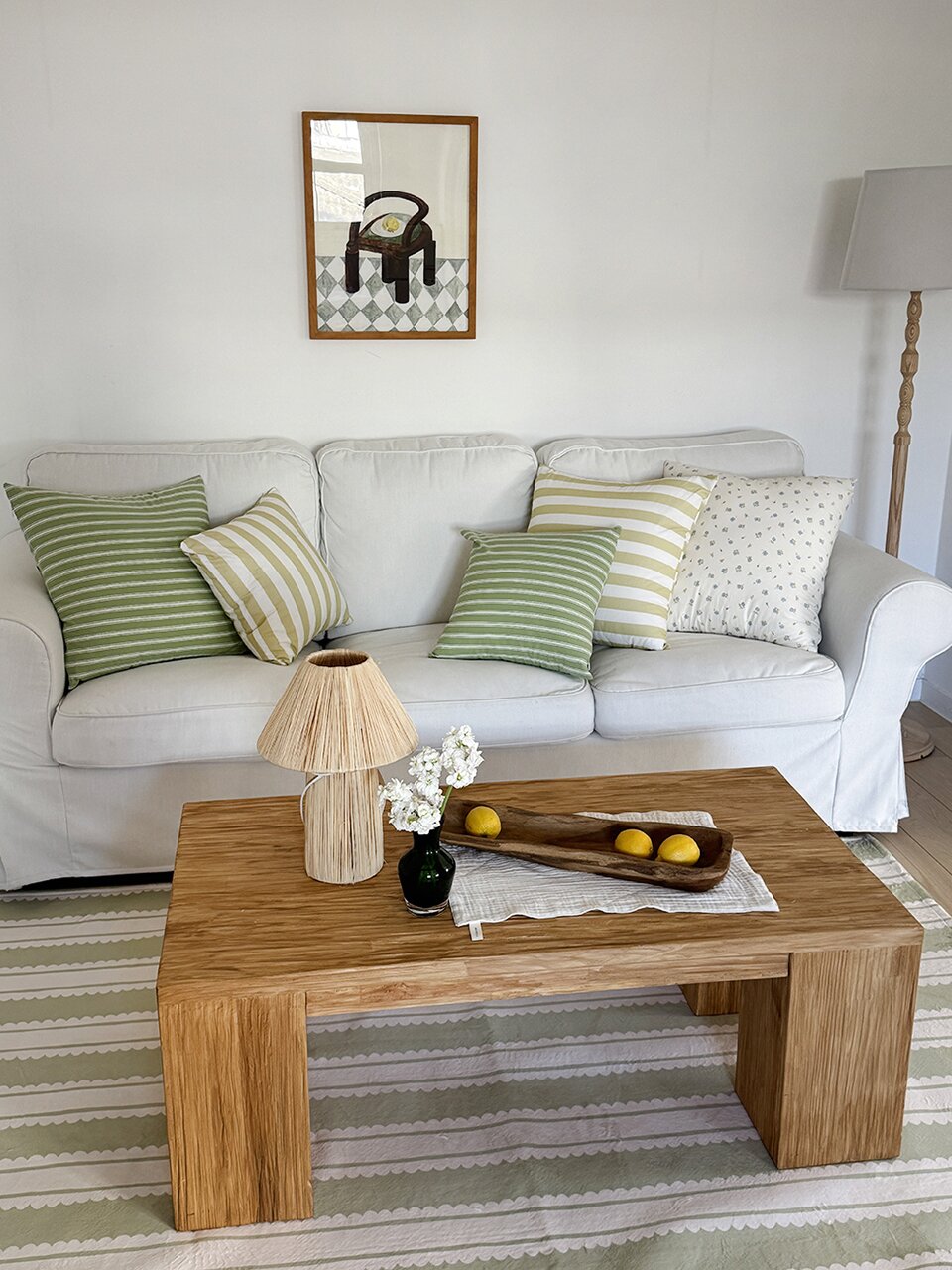 말차 스트라이프 극세사 러그