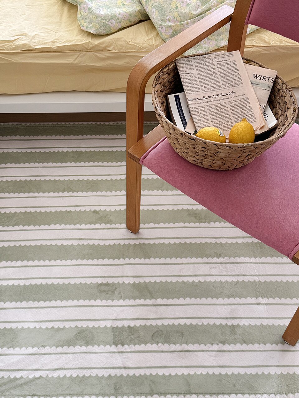 말차 스트라이프 극세사 러그