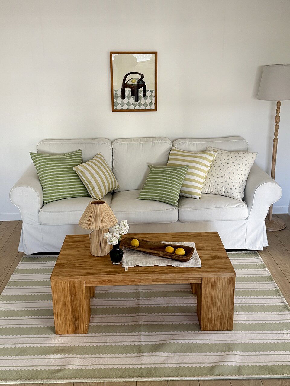 말차 스트라이프 극세사 러그