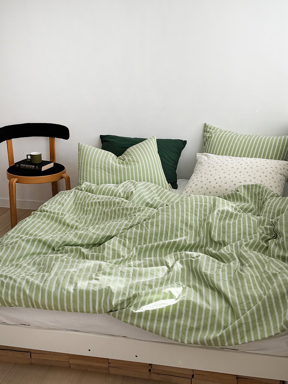 그리너리 스트라이프 이불베개커버세트 SS,Q,LK