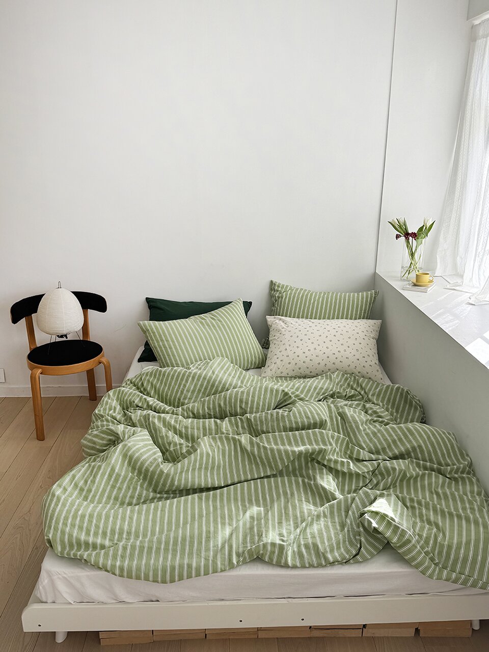 그리너리 스트라이프 이불베개커버세트 SS,Q,LK