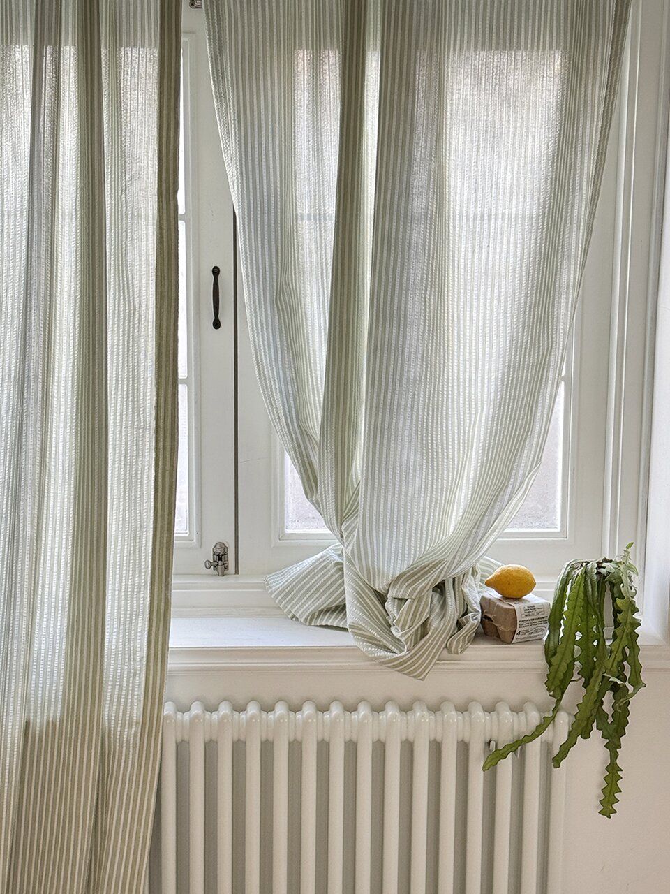 말차 스트라이프 그린 커튼