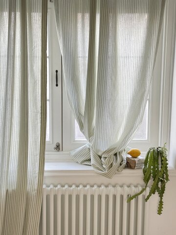 말차 스트라이프 그린 커튼