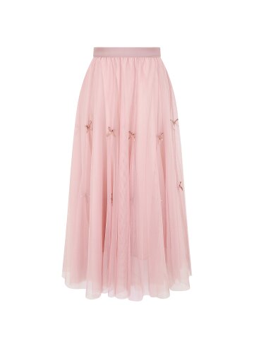 리본 장식 튤 밴딩 스커트 