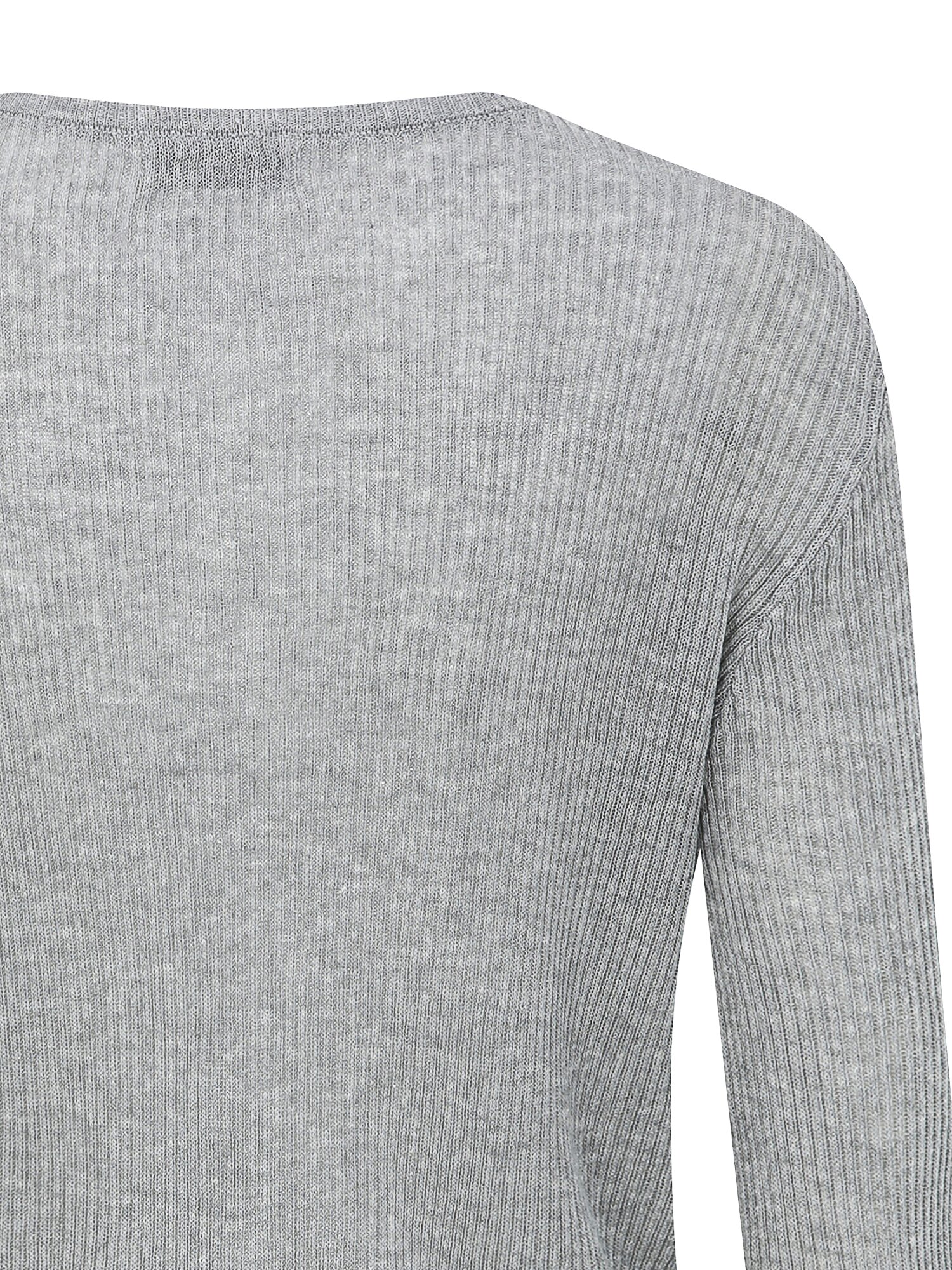 린넨 골지 슬릿넥 크롭 가디건 (LIGHT GREY)