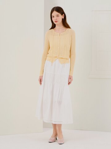 코튼 티어드 밴딩 스커트 