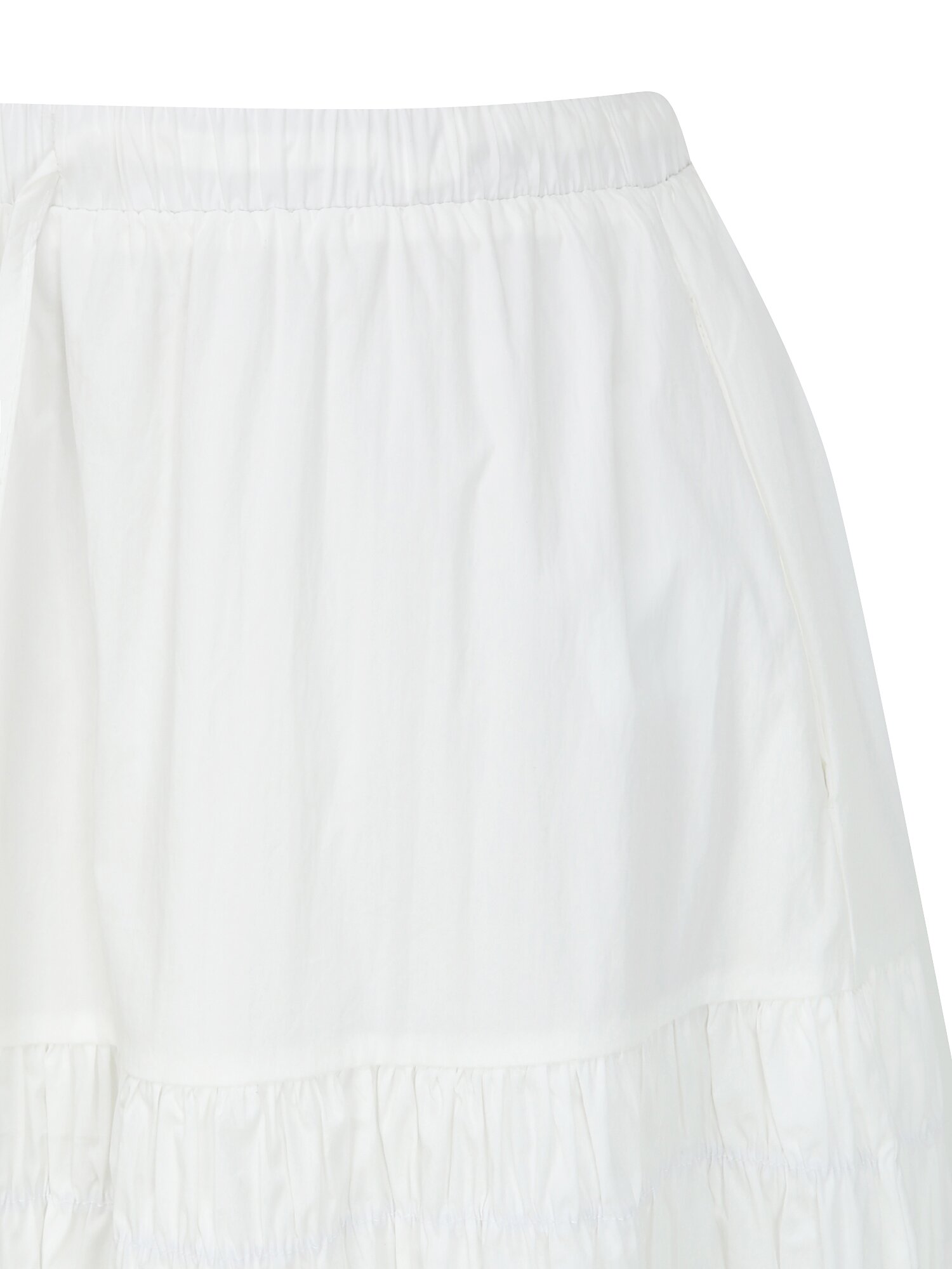 코튼 티어드 밴딩 스커트 (WHITE)