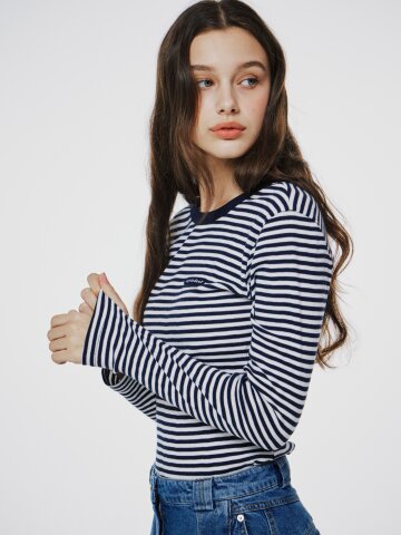 Deep back striped tee Ivory
