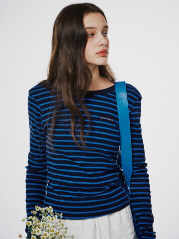 Deep back striped tee Blue
