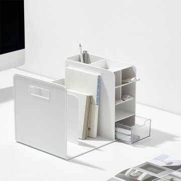 다용도 서랍 멀티 펜홀더 2단 플라스틱 책꽂이 오거나이저