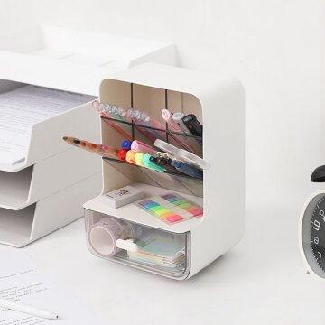 히키스 심플 데스크 화이트 펜꽂이 오거나이저 System