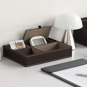 데스크테리어 책상 소품정리 가죽 트레이 오거나이저