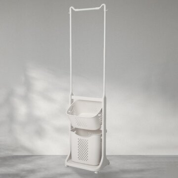 히키스 이동식 행거형 세탁 건조 올인원 2단 스윙 빨래바구니 트롤리