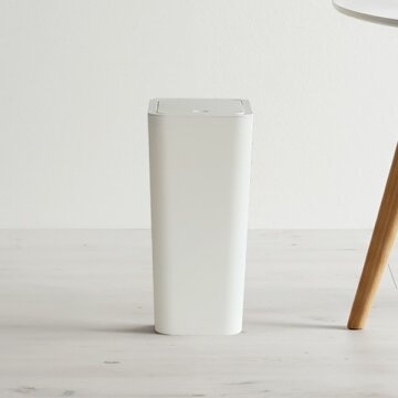 히키스 슬림 틈새공간 사각 원터치 화이트 휴지통 10L