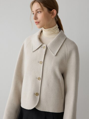 [리오더 2차] 카라 숏 코트 - 오트밀
