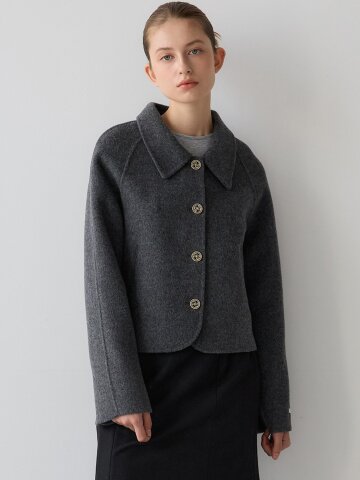 카라 숏 코트 - 차콜