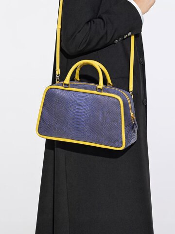 로르서울 by 글렌다블룸 리얼 파이톤 소가죽 라이닝 스퀘어 토트백_GBBG251202