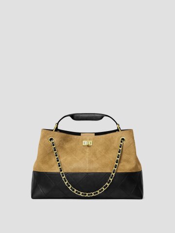 스웨이드스퀘어34 투톤 소가죽 투웨이 백_PCBG260103