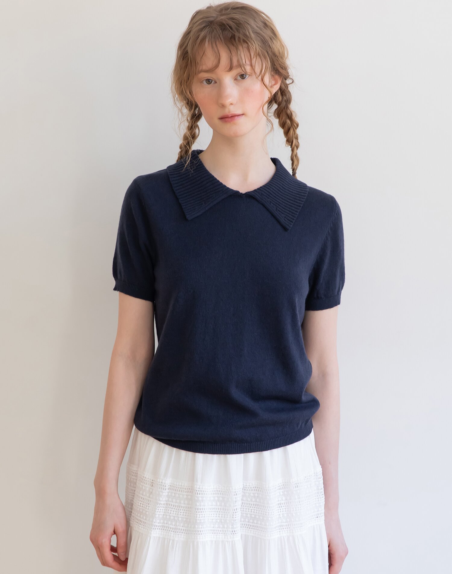V-neck collar knitwear_2color