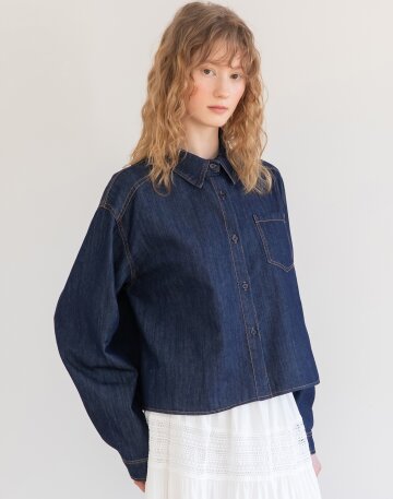 Denim crop shirt_2color