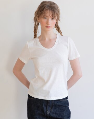 U-neck slim T-shrt_2color