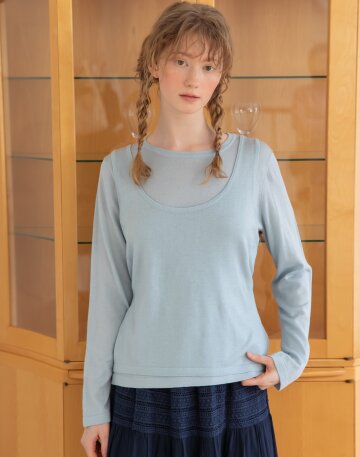 Layered round knitwear_3color
