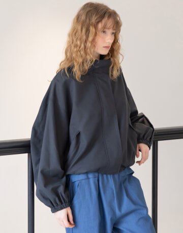 Highneck collar crop jacket_2color
