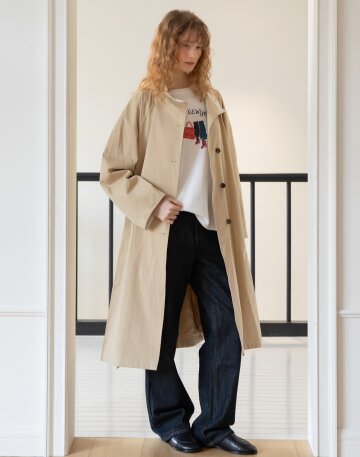 Highneck collar trench coat_2color