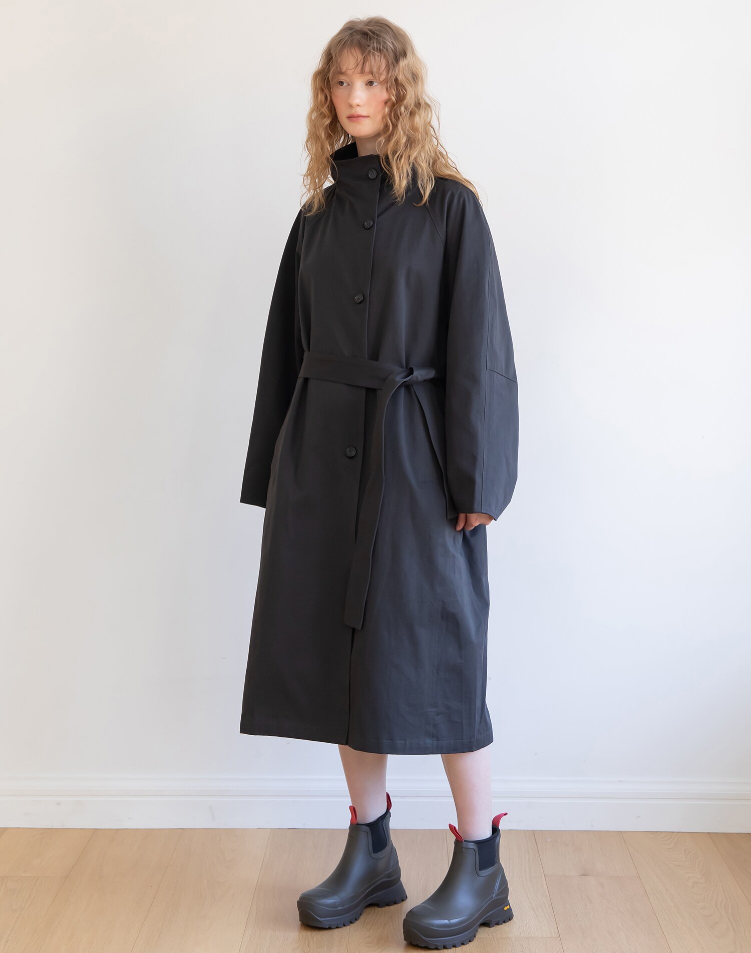 Highneck collar trench coat_2color