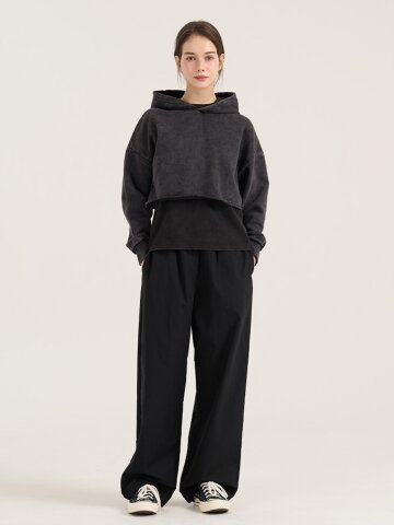 Lo-fi vintage Crop Hoodie - Black