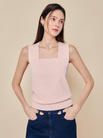 슬리브리스 스퀘어넥 풀오버 니트 