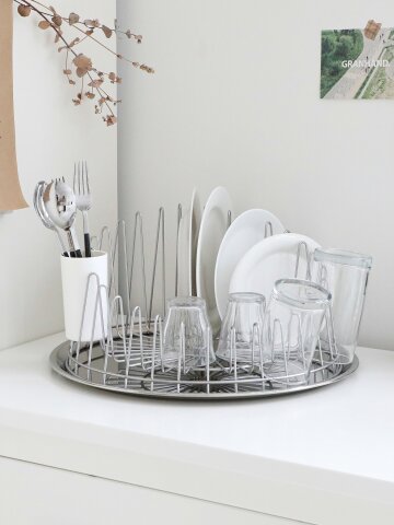 스텐 304 원형 식기건조대 컵걸이 건조대