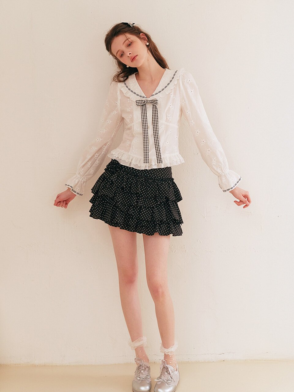 Cest_Embroidery doll collar ruffle blouse