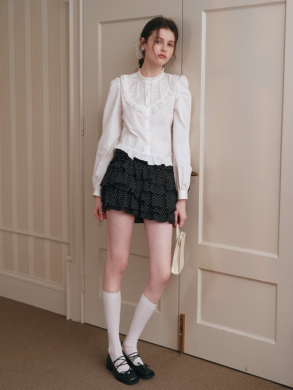 5/21 예약배송_Cest_Lace panel puff sleeve blouse