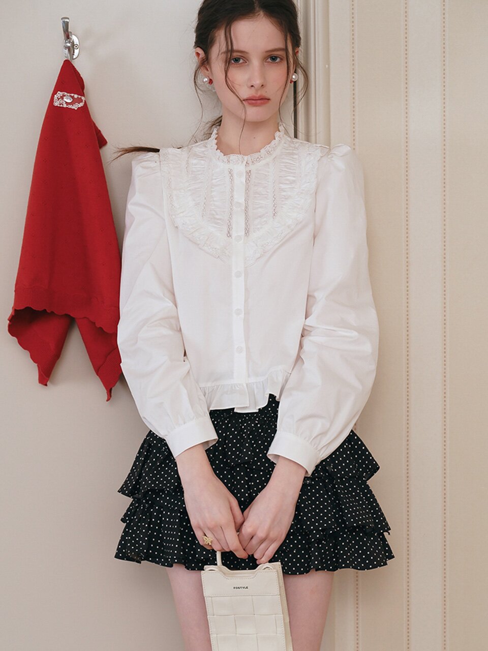 5/21 예약배송_Cest_Lace panel puff sleeve blouse