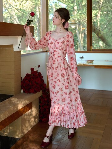 4/20일 예약배송_SR_Long sleeve floral dress